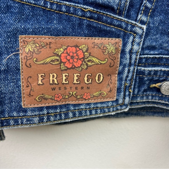 Freego Western Vintage studded beaded Jean denim jacket size: M - Picture 14 of 14